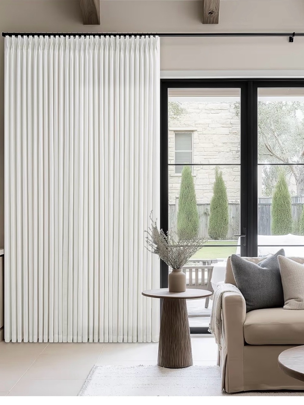 Neutral White Pleated Window Curtain Panel - Home Accents